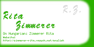 rita zimmerer business card